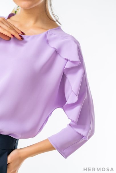 Ruffle Sleeves Purple Blouse