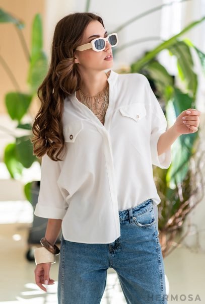 Lady Riana Viscose White Shirt