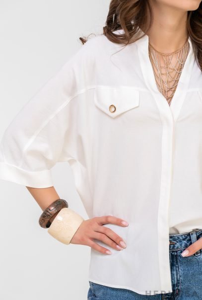 Lady Riana Viscose White Shirt