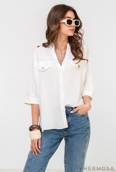 Lady Riana Viscose White Shirt