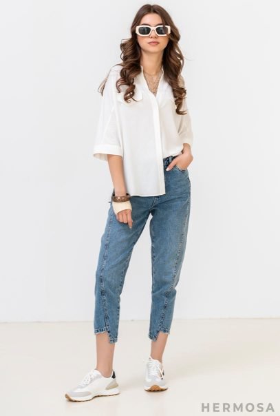 Lady Riana Viscose White Shirt