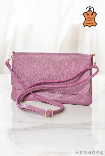 Natural Leather Purse Purple