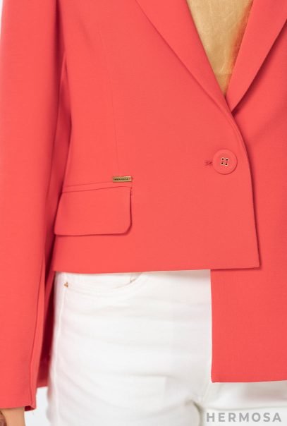 Lady Hermosa Asymmetric Coral Blazer