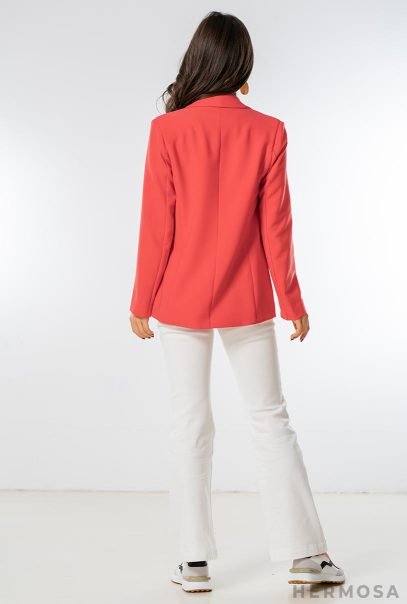 Lady Hermosa Asymmetric Coral Blazer