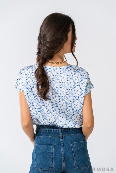 Flower Print Satin Blouse