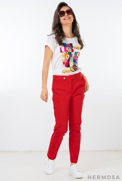 Lady Fathia Conic Red Trousers