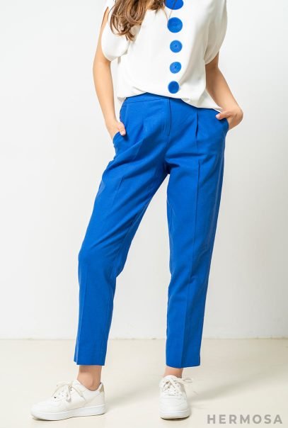 Lady Mery Blue Linen Trousers