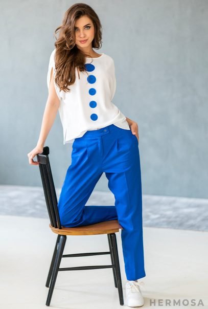 Lady Mery Blue Linen Trousers