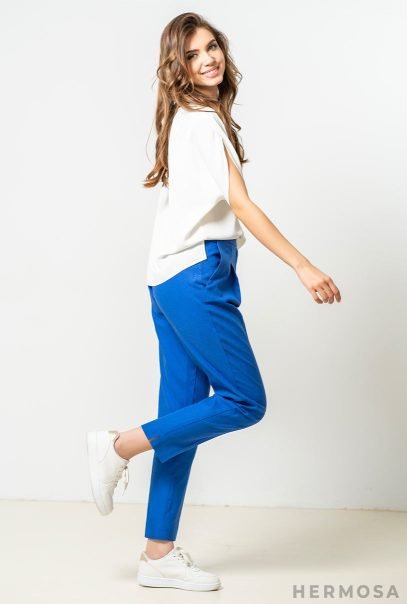 Lady Mery Blue Linen Trousers