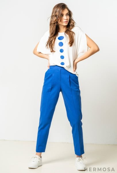 Lady Mery Blue Linen Trousers