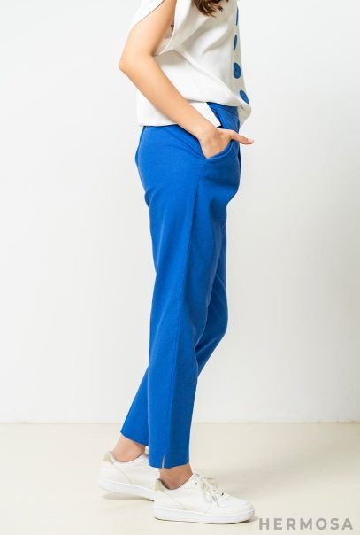 Lady Mery Blue Linen Trousers