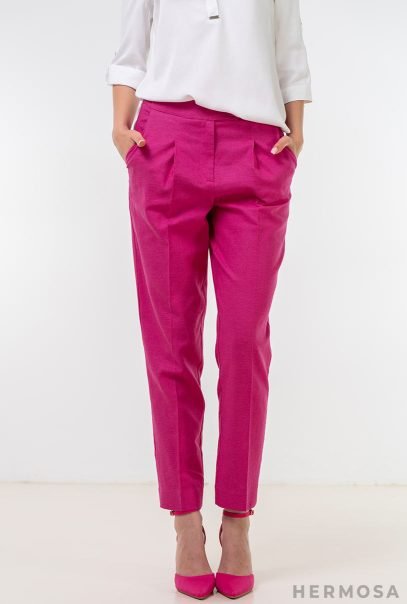 Lady Mery Magenta Linnen Trousers