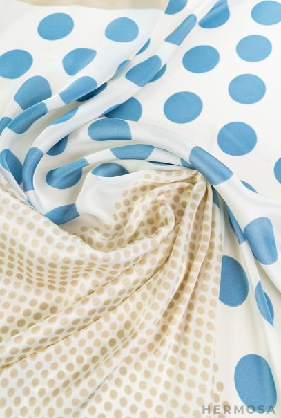 Luxury Satin Blue Dots Scarf Collection