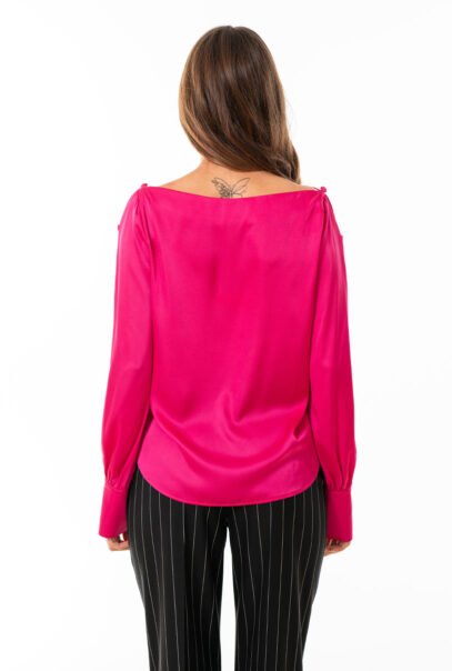 Elastic Satin Pink Blouse