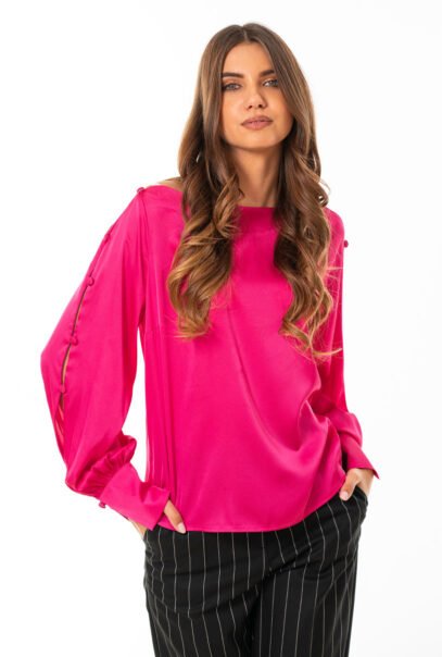 Elastic Satin Pink Blouse