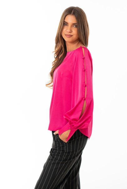 Elastic Satin Pink Blouse