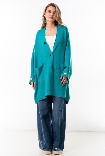 Oversize Turquoise Cardigan