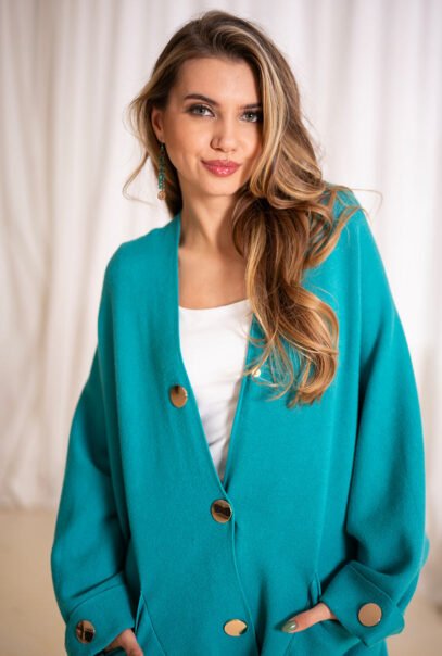 Oversize Turquoise Cardigan