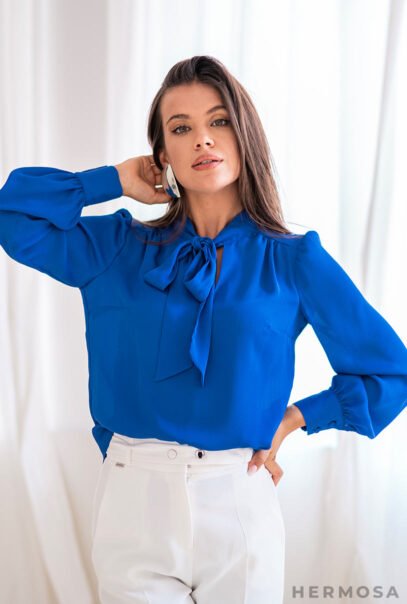 Sophisticated Viscose Blue Blouse