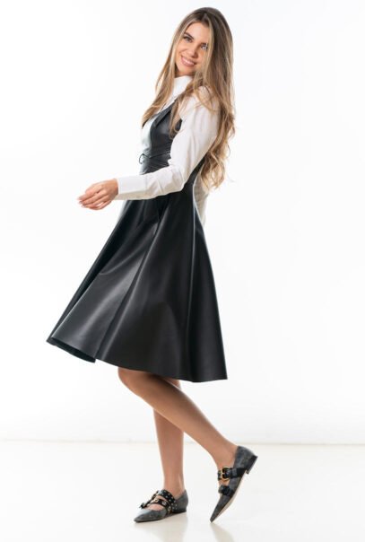 Black Eco-Leather Dress