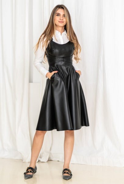 Black Eco-Leather Dress